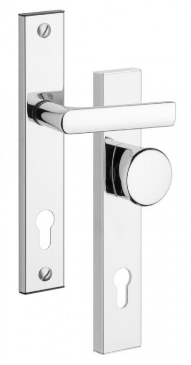 Kování bezpečnostní 802 klika/knoflík 90 mm vložka chrom nerez 0100 (R 802) - Kliky, okenní a dveřní kování, panty Kování dveřní Kování dveřní bezpečnostní